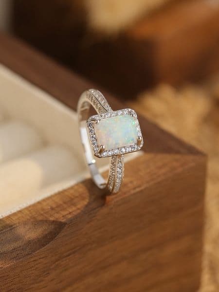 2023 Fashionable European and American Vintage New S925 Sterling Silver Square Auspicious Treasure Diamond Ring Female