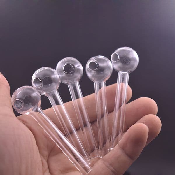 100pcs Mini Smoking Hand Pipes Thick Glass Oil Burner Pipes Portable 7cm Lenght Glass Pipe for Bong