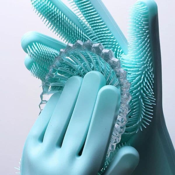 Cleaning Gloves 1Pair Dishwashing Magic Silicone Rubber Dish Washing Glove for Household Scrubber Kitchen Clean Tool Scrub 230809