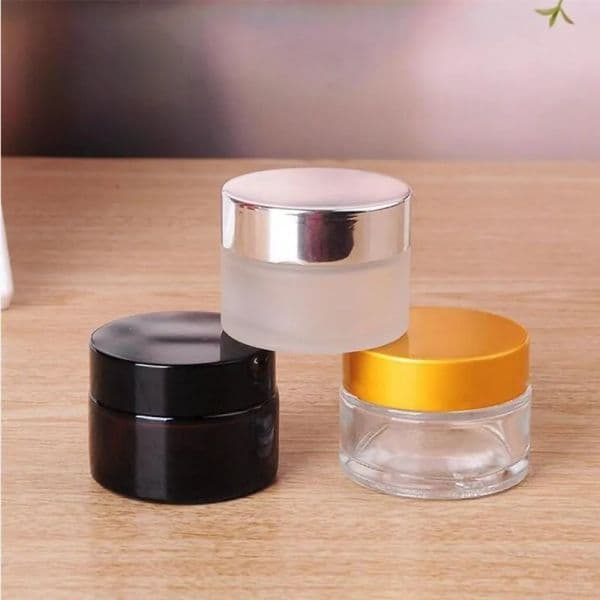 wholesale 5g/5ml 10g/10ml Upscale Cosmetic Storage Container Jar Face Cream Lip Balm Frosted Glass Bottle Pot with Lid and Inner Pad LL