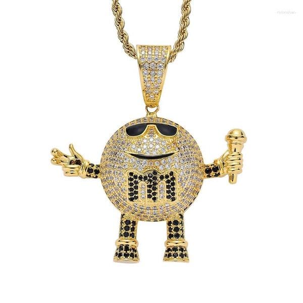 Pendant Necklaces Hip Hop Chocolate Beans Necklace For Men Women Icy Jewelry Iced Out Full Crystal Cartoon M&M Drop