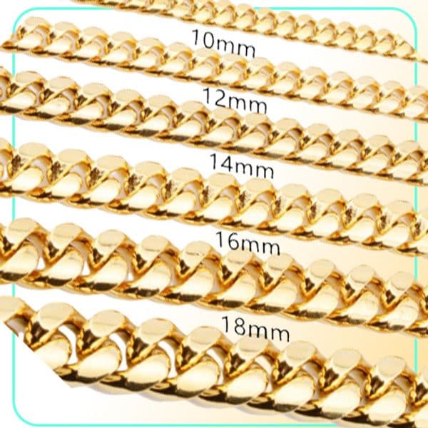 81012141618mm 1830inches Miami Cuban Link Gold Chain Hip Hop Jewelry Thick Stainless Steel Necklace