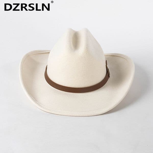 Wide Brim Bucket Hats Europe United Fedora Autumn And Winter Fashion Casual Belt Buckle Decoration White Wool Cowboy Outdoor Jazz Hat 230811