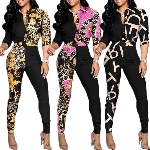 Womens Tracksuits Woman Two Peice Matching Sets Sexy Party Birthday Festival Holiday Clothing Outfits Clothing Mujer Blouse Trouser Clothes outfits MujerW260422