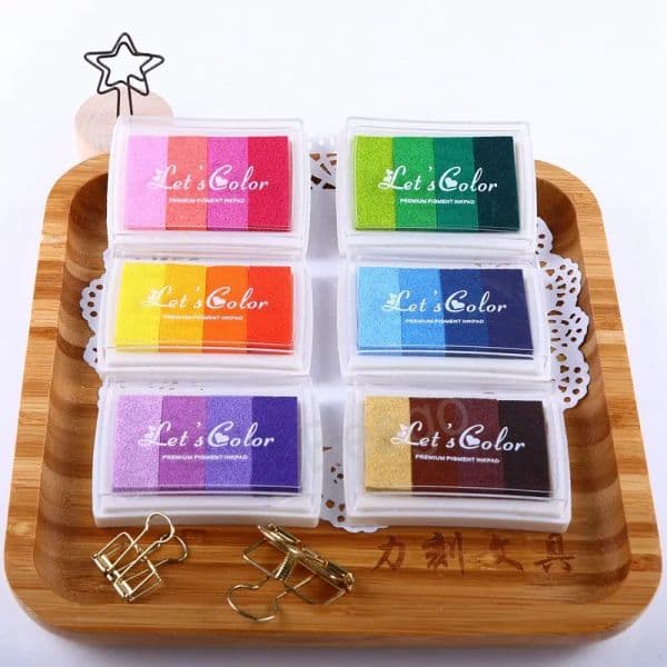 wholesale Gradient Color Ink Pad Hand Account DIY Stamp Sponge Rubber Stamps Office School Supplies Fingerprint Scrapbooking Accessories Welcome to purchase