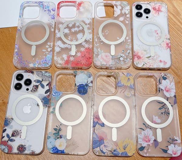 Frosted Flower Magnetic Wireless Charging Cases For Iphone 17 Air 16 15 Pro MAX 14 Plus 13 12 Fashion Stylish Floral Soft IMD TPU Magnet Matte Translucent Phone