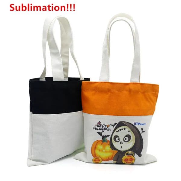 Bag Halloween En Sublimation Blank Tote Reusable Grocery Bags For DIY Crafting And Decorating Orange Black Ordinary Style