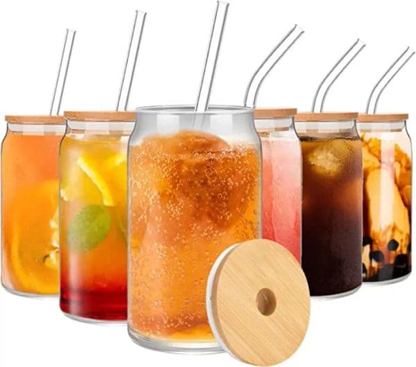 USA/CA Warehouse DIY sublimation blank 16 oz Gift promotional cola glass Tumbler cup can mugs with Bamboo Lid and straw
