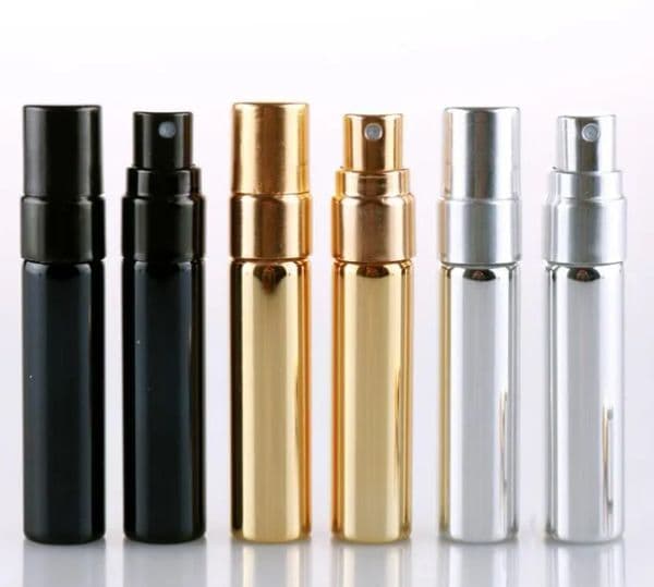 wholesale 5ML portable sample with gold and silver lid glass spray bottle empty transparent refillable perfume atomizer C293