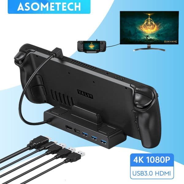 Cell Phone Mounts Holders Steam Deck Docking Station TV Base Stand 6 in 1 Hub Holder Dock 4K 60HZ compatible USB C for Console 230816