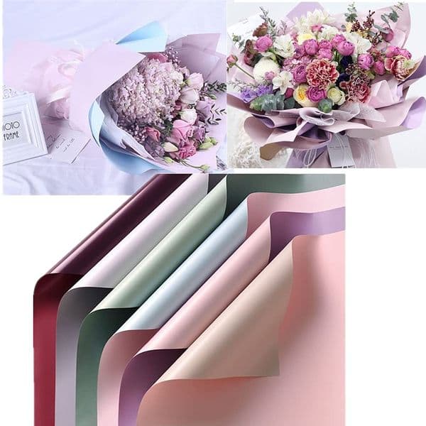 20 Sheets Flower Wrapping Paper Florist Bouquet Supplies Waterproof Double Sided Colors Floral Paper Flower Packaging Paper for DIY Craft Gift 22.8 x 22.8 Inch