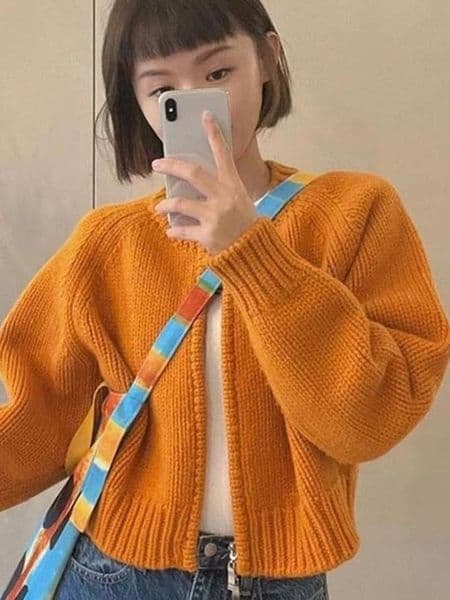 Women's Knits Tees Woherb Women's Solid Color Knitted Cardigan Tops Sweet Vintage Pull Femme Ropa Mujer Korean Loose Casual Sweater Jackets 230816
