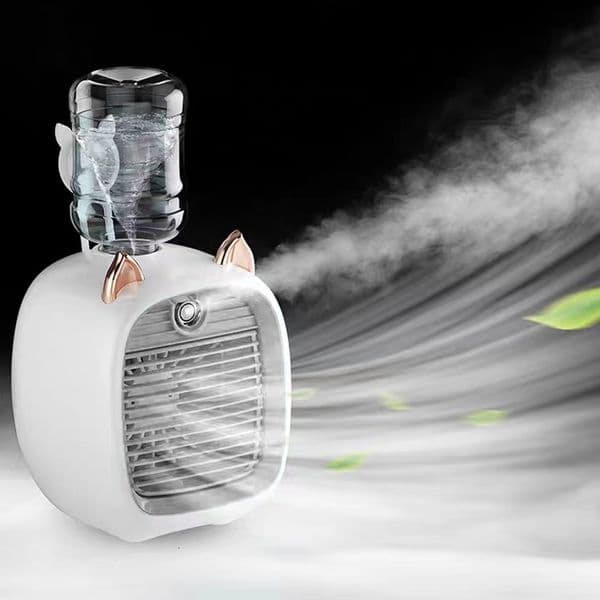 Other Home Garden Portable Mini Air Conditioner Fan USB Air Cooler Fan Humidifier 3 Speed 2 Mode Spray Mute Cooler for Office Desk Cool Fans 230821