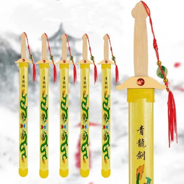 63Cm Wooden Bamboo Sword Toy With Sheathed Collection Performing Cosplay Props Halloween A Birthday Gifts For Kids