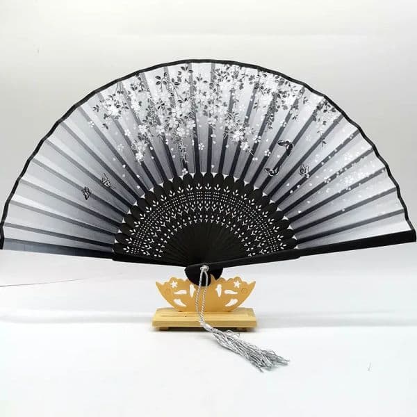 Bamboo Flower Fold Hand Fans Wedding Chinese Style Silk Children Antique Folding Fan Gift Vintage Party Supplies