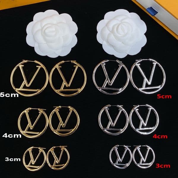 3CM 4CM 5CM Large Hoop Earrings 925 Silver Needle Luxury Designer V-letter Big Gold Round Earring women Valentine's Day Wedding Bride Gift Jewelry HLVE1 --01
