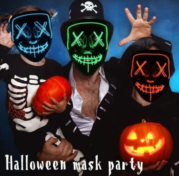Halloween Party Led Masque Masquerade Masks Neon Light Glow in the Dark Horror Mask Glowing Masker Mixed Color 0825 rade g er
