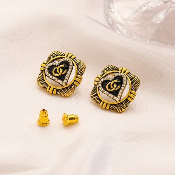 Luxury Gold Plated Stud Earrings Designer Brand Letter Earring Geometric Famous Women Jewelry Accessories