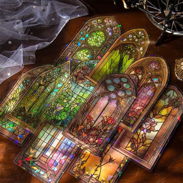 Other Decorative Stickers 10Pcs Retro Glazed Window Series Waterproof Sticker Scrapbooking Material Label Diy Diary Album Journal Planner 230826