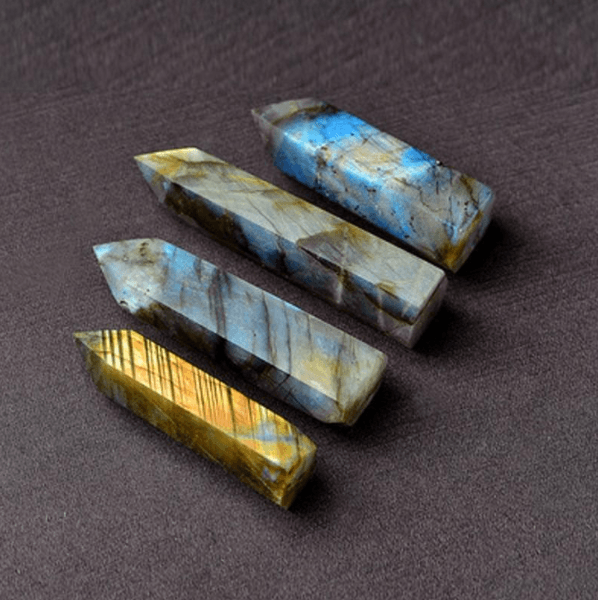 5pcs Natural elongated lime moonstone hexagonal prism rough stone art ornaments Ability Quartz Pillar Mineral Healing wands Reiki Raw Energy tower Crystal point