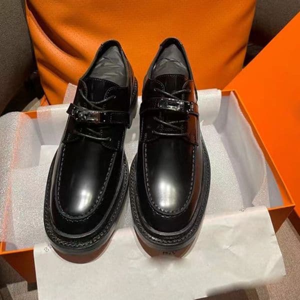 platform dress shoes for womens office luxury designer Loafers classic buckle cowhide muffin lace up Loafer top quality chunky heel thick soled shoe