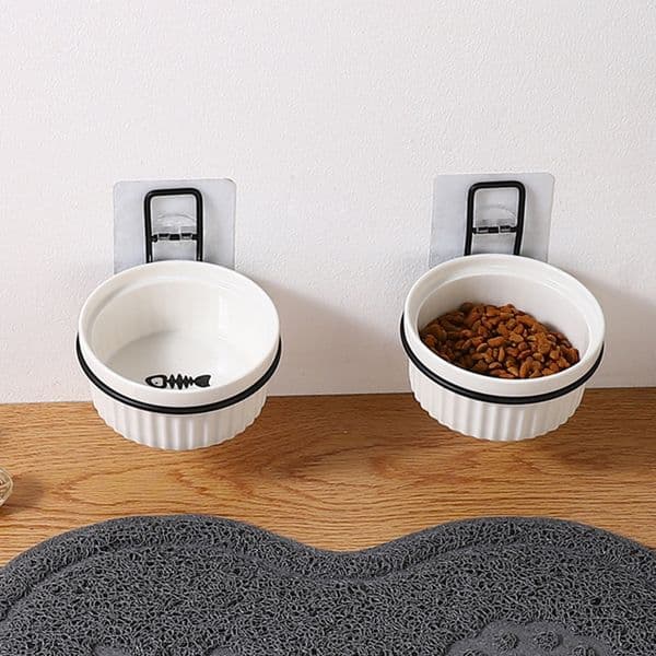 Dog Bowls Feeders Pet Cat Wall Holder Adjustable Height Blue China Ceramics Feeding Anti Spill Holders Bowl for Cats Small s 230307