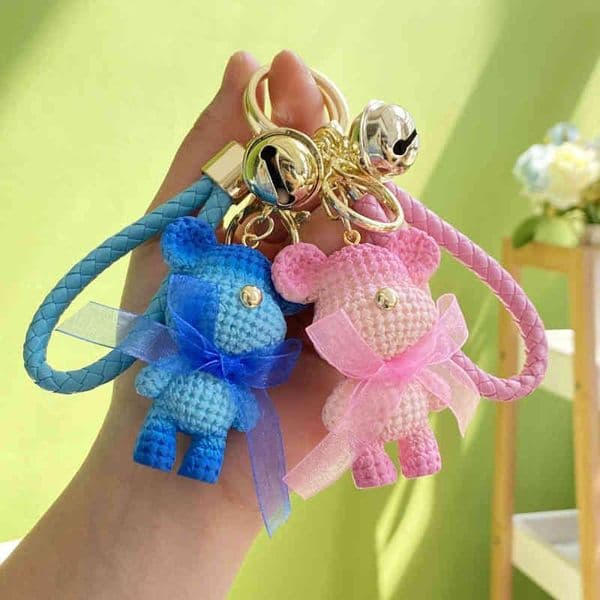 Designer Sneaker Leather Silicone Keychains New Gradient Resin Bear Cartoon Doll Couple's Backpack Pendant Creative Gift
