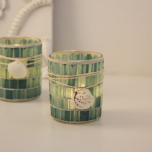 Sea Shell Mosaic Glass Candle Holders Candle Cup Decorative Candlestick Wholesales