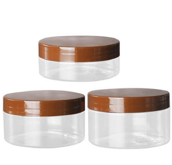 Wholesale Dia.89mm Transparent PET Hair Wax Refillable Bottle Brown Plastic Screw Lid Cosmetic Packaging Candy Pots Empty Plastic Facial Cream Jars