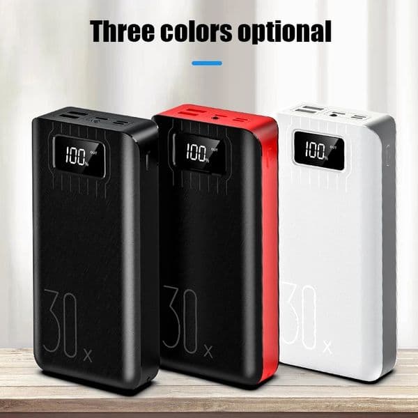 New Power Bank Mah Large Capacity Powerbank Outdoor Travel Charger Phone External Battery LCD Digital Display LED Lighting