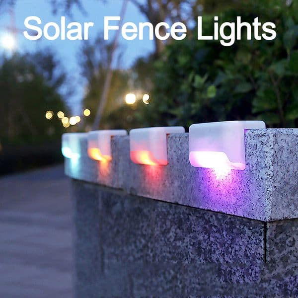 Solar Garden Lights Outdoor Waterproof LED Fence Lamp Garden Pathway Pool Patio Stair Steps with 2 Lighting Modes Warm White/Color Changing crestech168