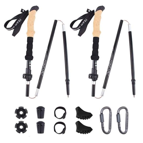 Trekking Poles 2Pcs Hiking Walking Sticks Aluminum Alloy Ultralight Camping Foldable Nordic Telescopic Crutch 230307