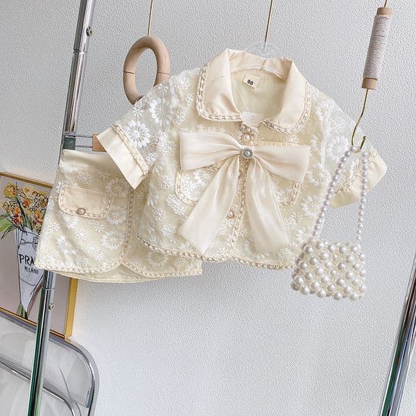Clothing Sets Girls Summer Lace Embroidery Set Clothes Outfit Kids Children Suit 2pcs Fashion 230307