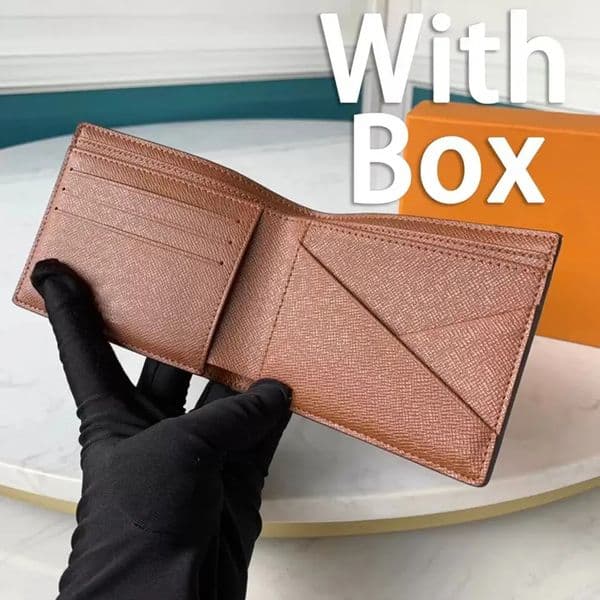 Fashion Mens Wallets Classic Men Wallet Stripes Textured Wallet Multiple Bifold Short Small Wallets With Box