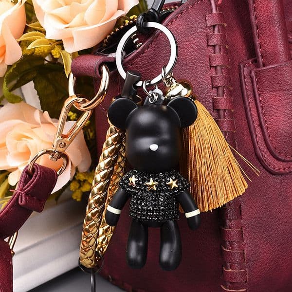 Designer Bomgom Tassels Popobe Gy Bear Keychain Cute Bag Charm Holder Resin Key Chain Fo-K004-black L260525THQ5