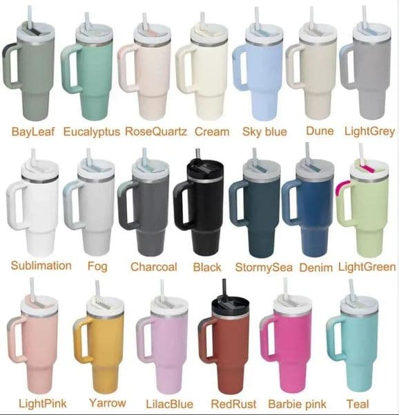 New 40oz Stainless Steel Tumblers Cups With Silicone Handle Lid Straw 2nd Generation Big Capacity Travel Car Mugs Outdoor Vacuum Insulated Water Bottles 0220