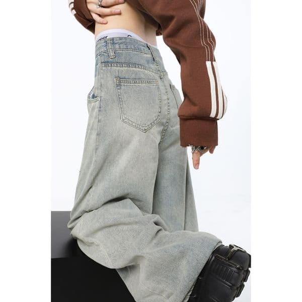 Women's Jeans Blue Womens Jeans High Waist Vintage Straight Baggy Denim Pants Streetwear American Style Fashion Female Wide Leg Denim Trouser 230311