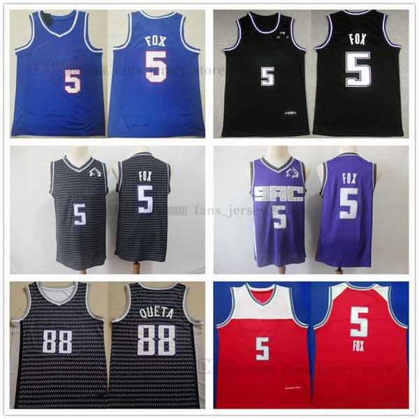 Custom Youth Kids Women 2023 Basketball 5 Fox Jersey 88 Neemias De'Aaron Queta Black White Blue Stitched Jerseys