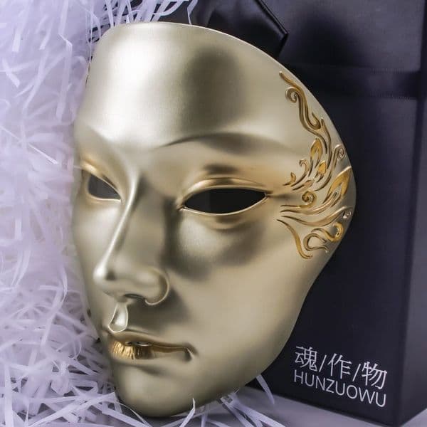 Party Masks Original Halloween hand-painted carbon magnetic mask full face mask party retro dance mysterious dress mask girl accessories mas 230313
