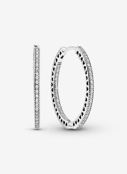 100 Authentic 925 Sterling Silver Sparkle and Hearts Hoop Earrings Fashion Women Wedding Engagement Jewelry Accessories