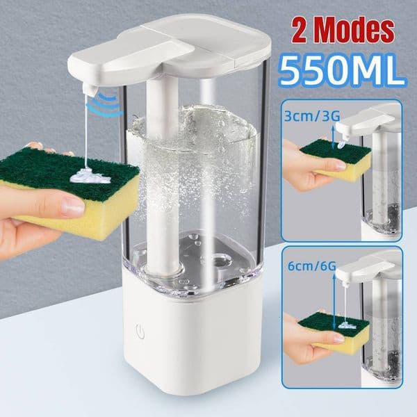 Liquid Soap Dispenser 2 Modes Bathroom Automatic Liquid Soap Dispenser Touchless Sponge 550ml High Capacity Self Cleaning Detergent Dispenser 1500mah 230317