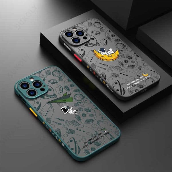 Cell Phone Cases Astronaut Acrylic Clear Case For iPhone 13 14 Pro Max 12 11 Pro Max X XS XR 7 8 Plus SE 2020 Luxury Matte Cartoon Back Cover Z0316