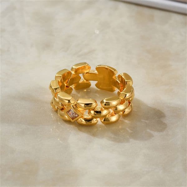 Band Rings Woven Watch Strap Square Zircon Ring Womens 2023 New Fashion Style Tide All-Match Premium Jewelry Accessories