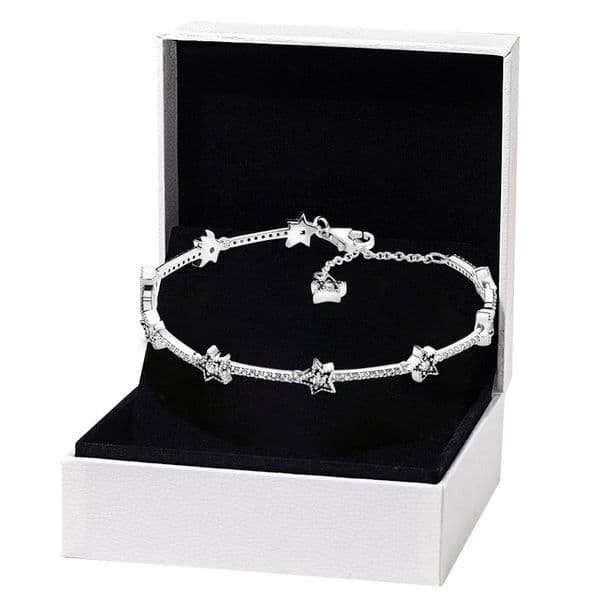 Celestial Stars Link Bracelet Real 925 Sterling Silver Hand Chain Wedding Jewelry For Women Girlfriend Gift Bracelets