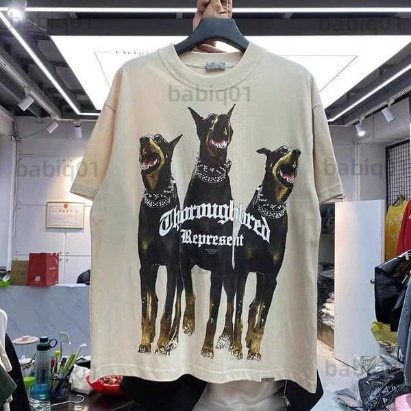 Men's T-Shirts Spirit Hound printed washed Vintage High Street T-shirt T230321