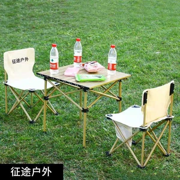 Camp Furniture Outdoor table and chair set folding picnic table portable self driving camping table aluminum alloy surface car mounted Chicken rolls table J230324