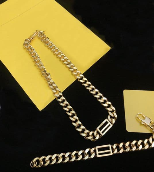 Fashion letter gold Chains Necklaces Bracelets for mens and women lover gift hip hop jewelry with box NRJ