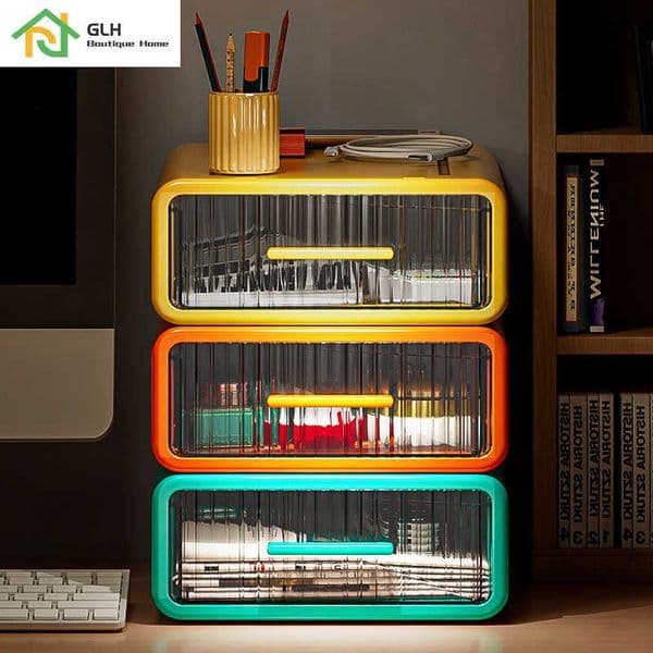 Storage Boxes Bins Home Office Multifunctional Desk Makeup Storage Box Plastic Drawer Type Storage Drawers P230324