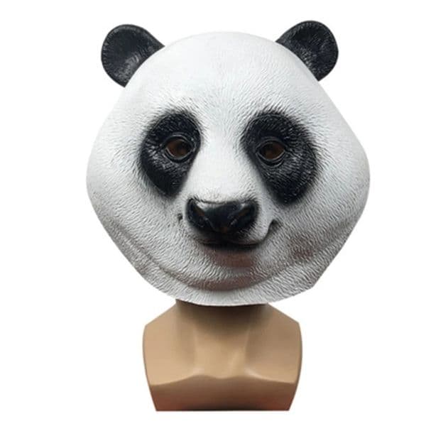 Party Masks Panda Mask Panda and The Little Mole Cartoon Masks Latex Full Face Headgear Bar Halloween Party Live Show Funny Props 230327