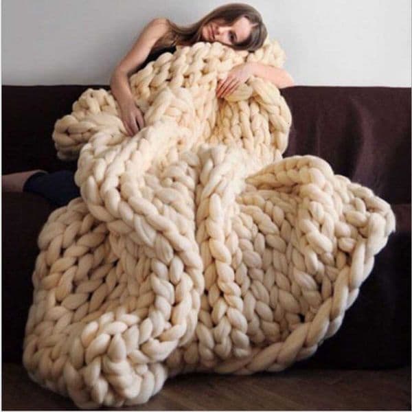 Blankets Fashion Chunky Merino Wool Blanket Thick Big Yarn Roving Knitted Blanket Winter warm Throw Blankets sofa bed blanket 230329L260521TP1K